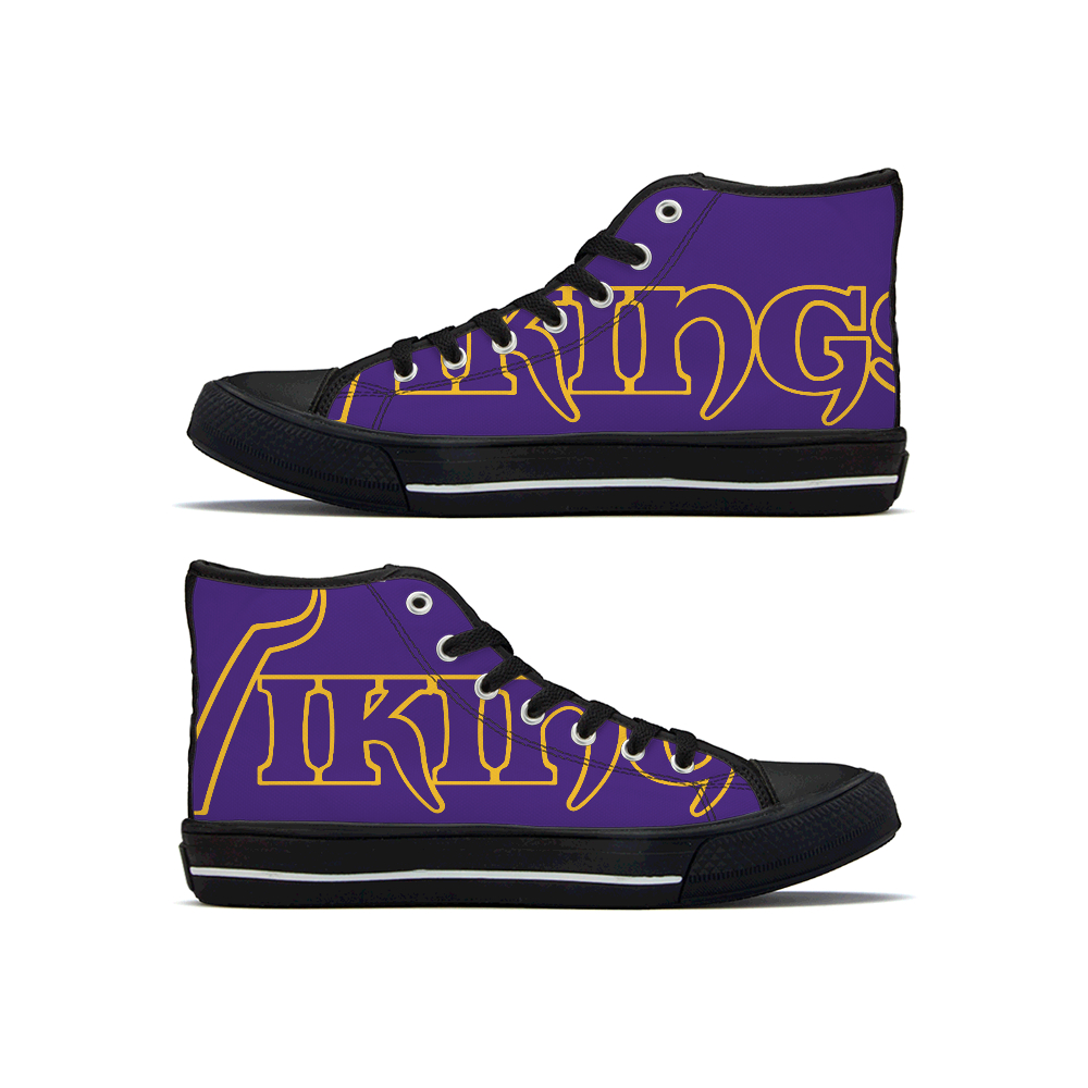 Men's Minnesota Vikings High Top Canvas Sneakers 001 Men's Minnesota Vikings High Top Canvas Sneakers 001